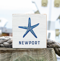 Starfish & Your Word Personalized Wood Block