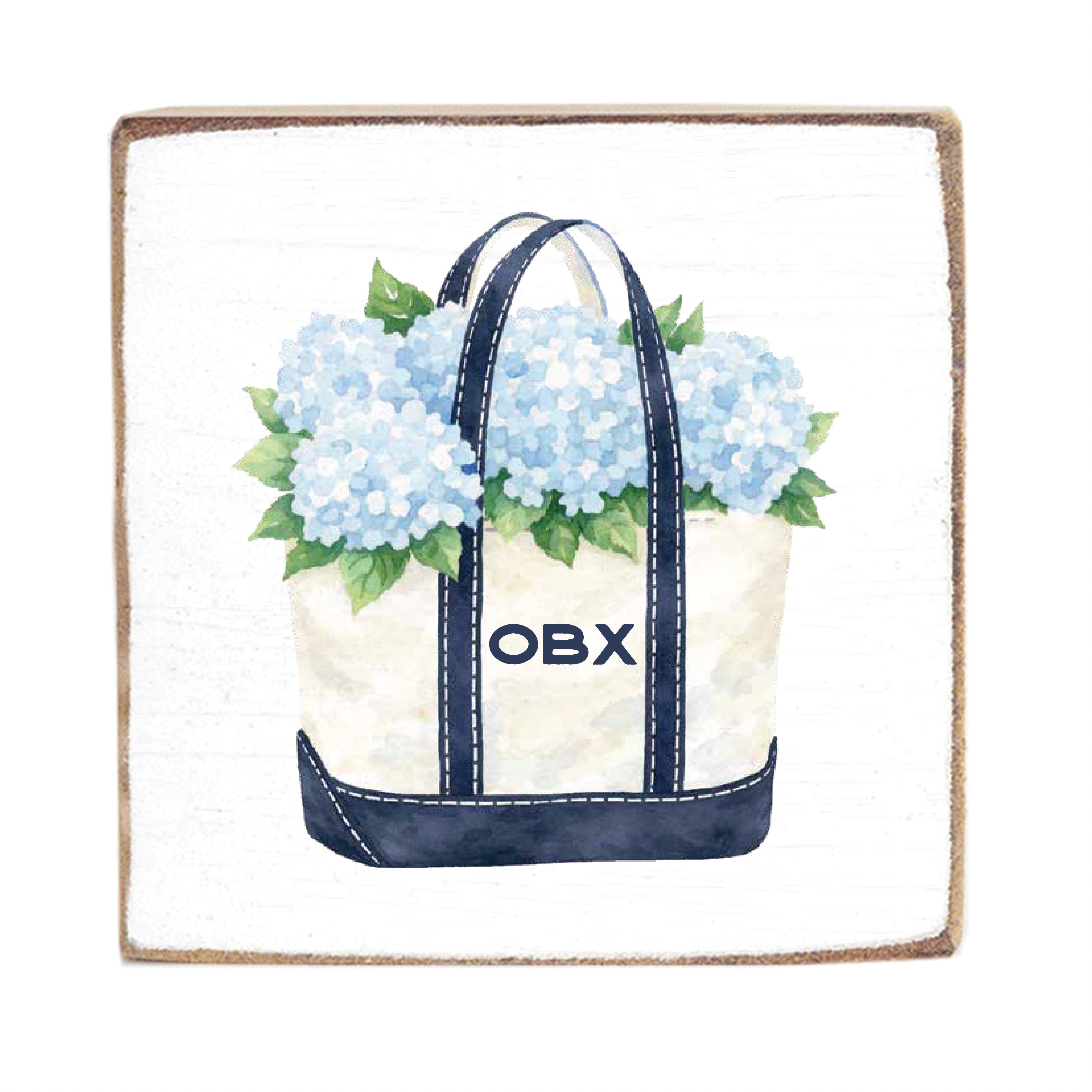 Hydrangea Tote Personalized Block Sign – Rustic Marlin