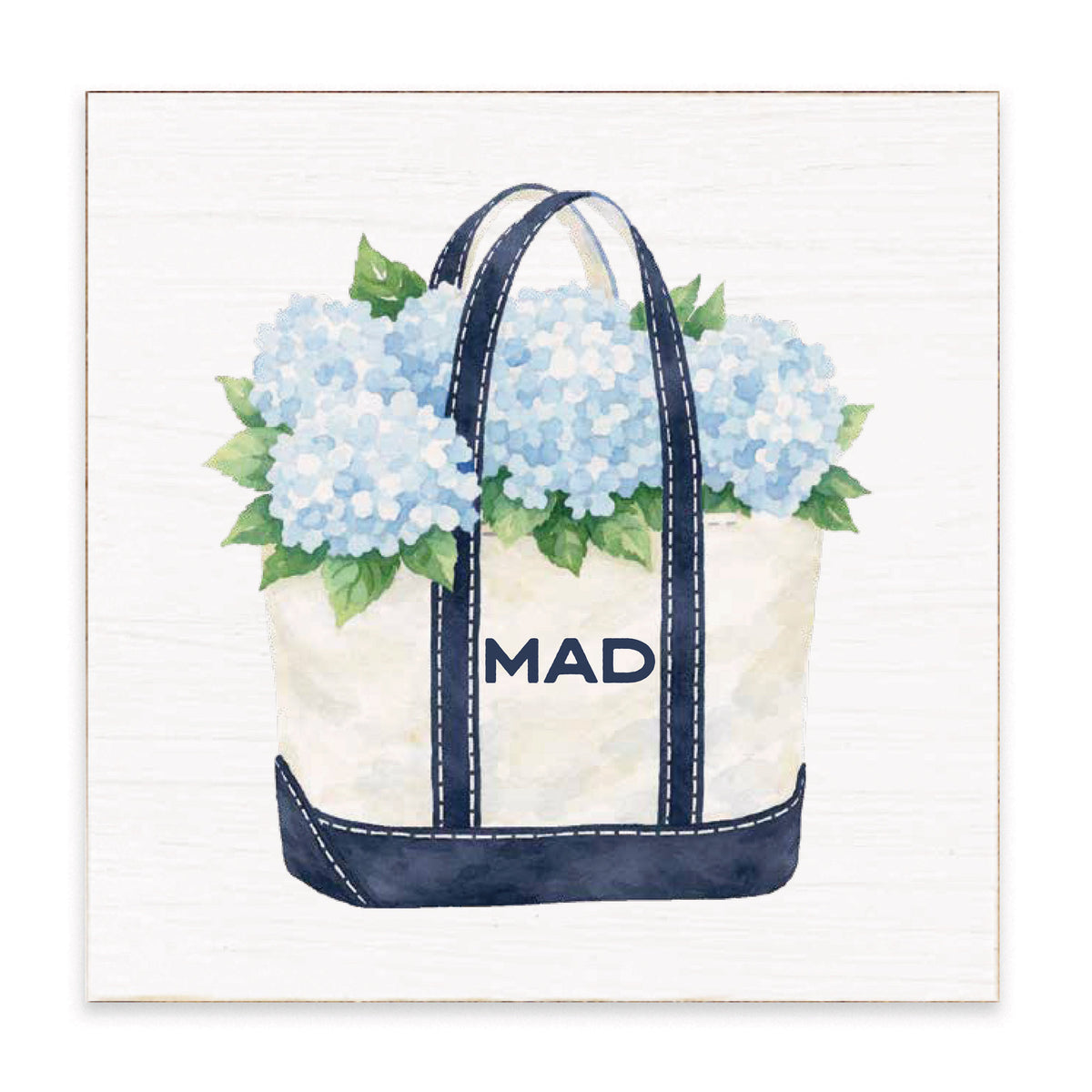 Hydrangea Tote Personalized Block Sign