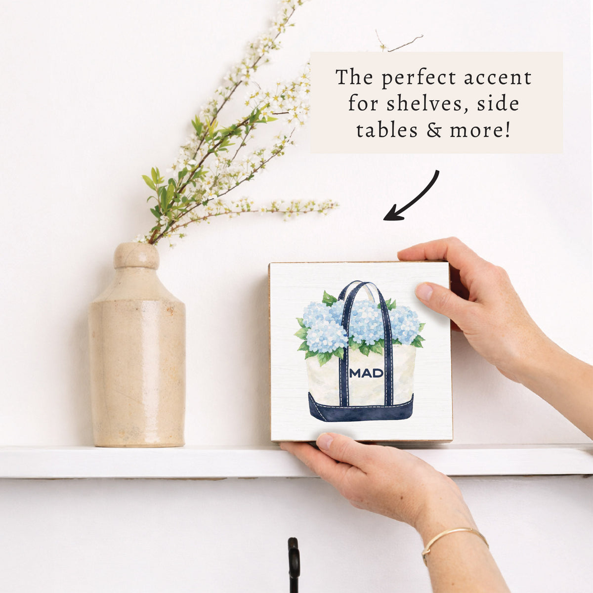 Hydrangea Tote Personalized Block Sign