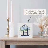 Hydrangea Tote Personalized Block Sign