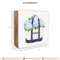 Hydrangea Tote Personalized Block Sign
