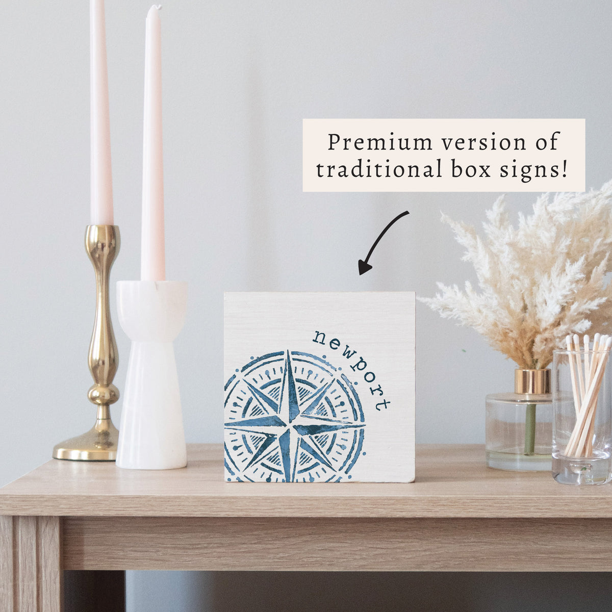 Blue Compass Personalized Block Sign