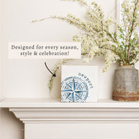 Blue Compass Personalized Block Sign