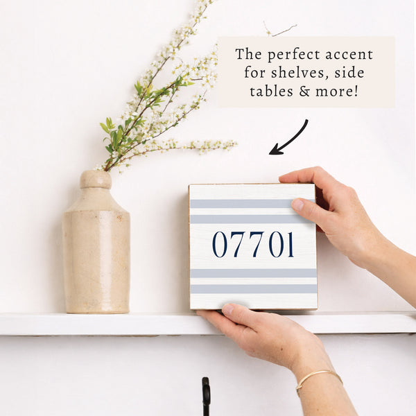 Blue Stripes Personalized Block Sign