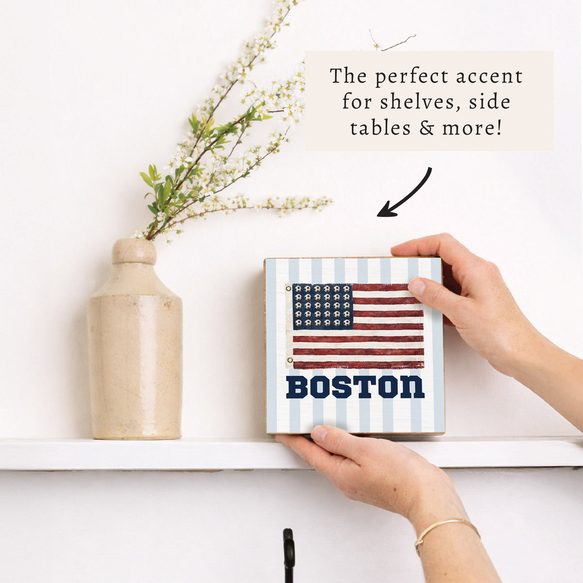 USA Soccer Flag Personalized Block Sign