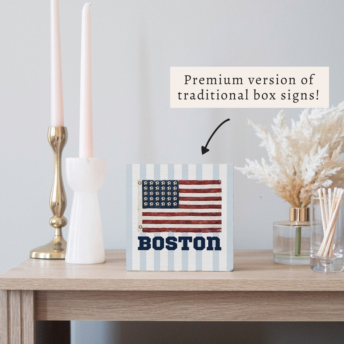 USA Soccer Flag Personalized Block Sign
