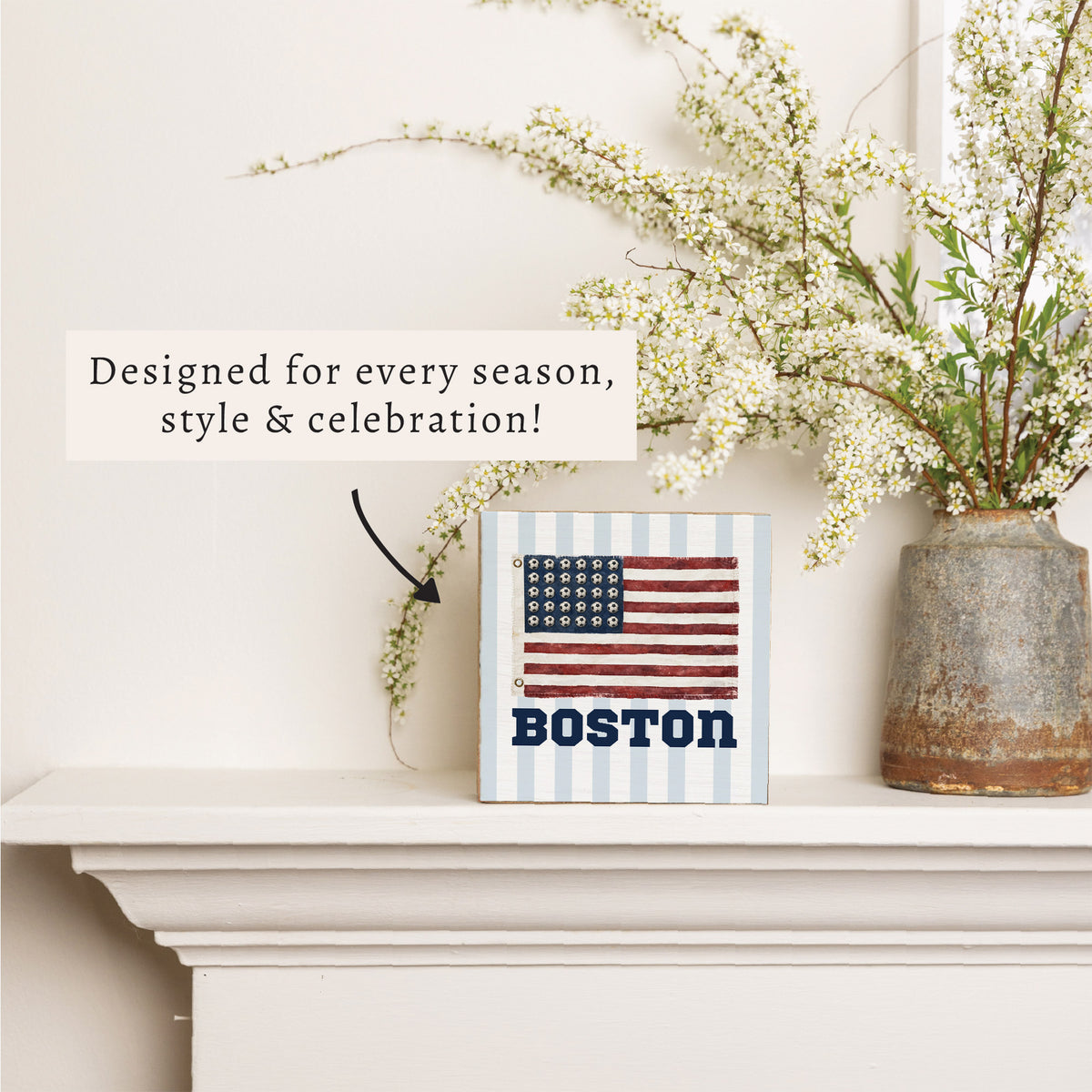 USA Soccer Flag Personalized Block Sign
