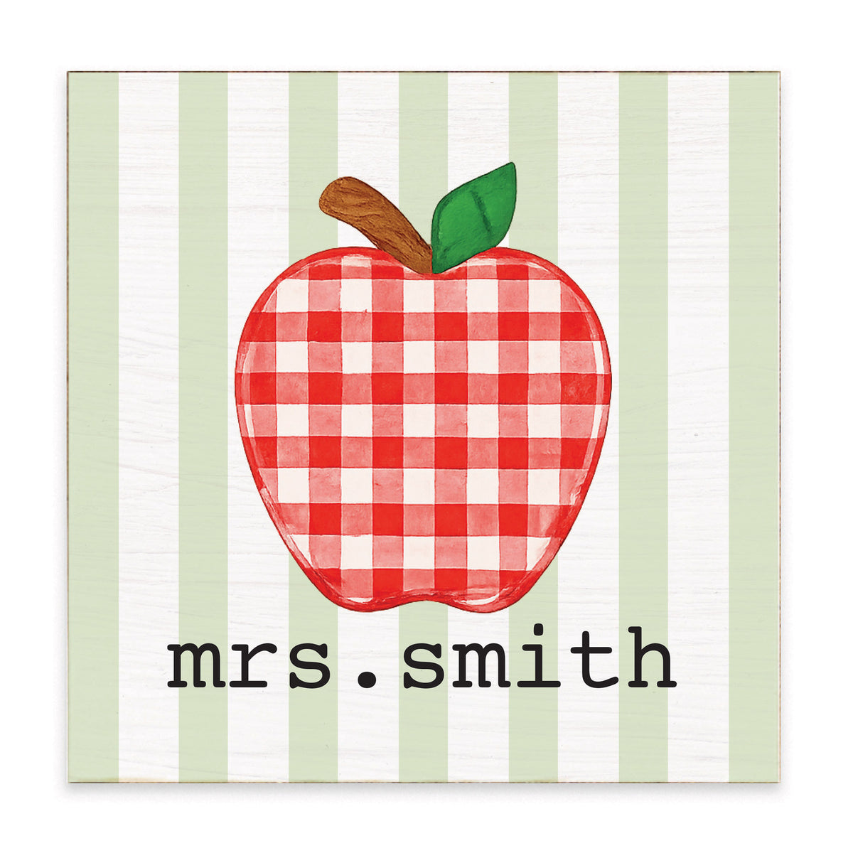 Plaid Apple Personalized Block Sign