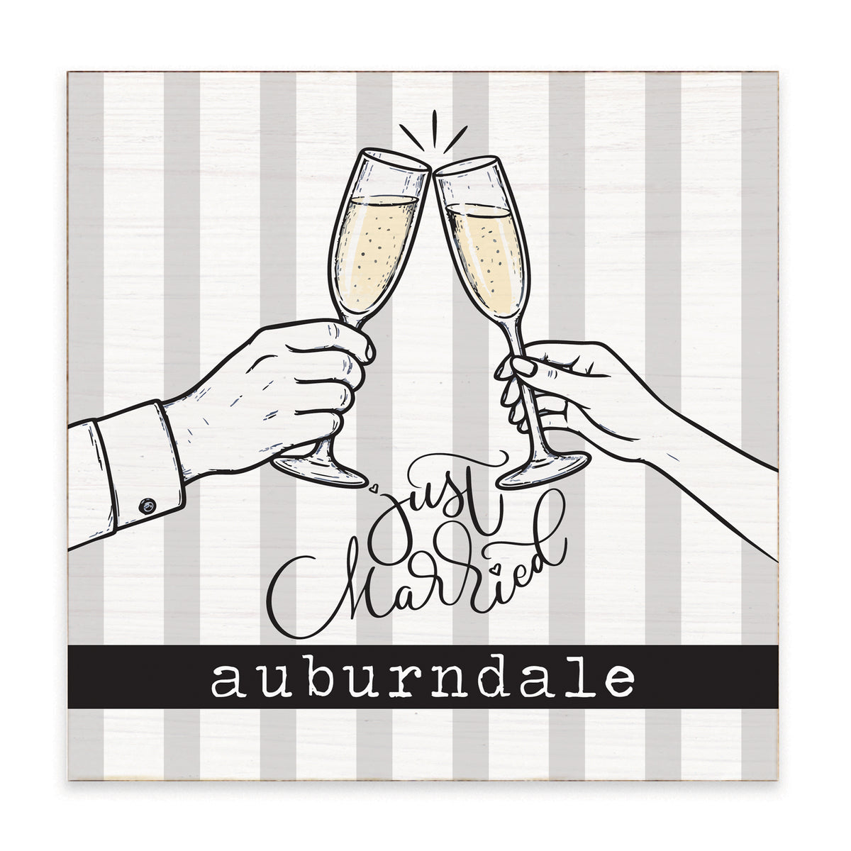 Cheers Just Married Personalized Block Sign