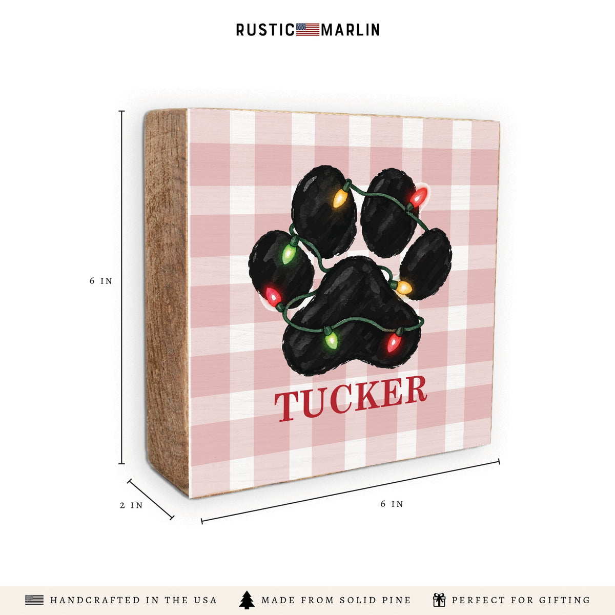 Paw Lights Personalized Block Sign