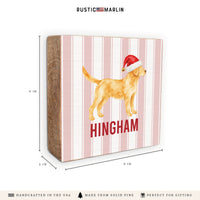 Yellow Lab Santa Hat Personalized Block Sign