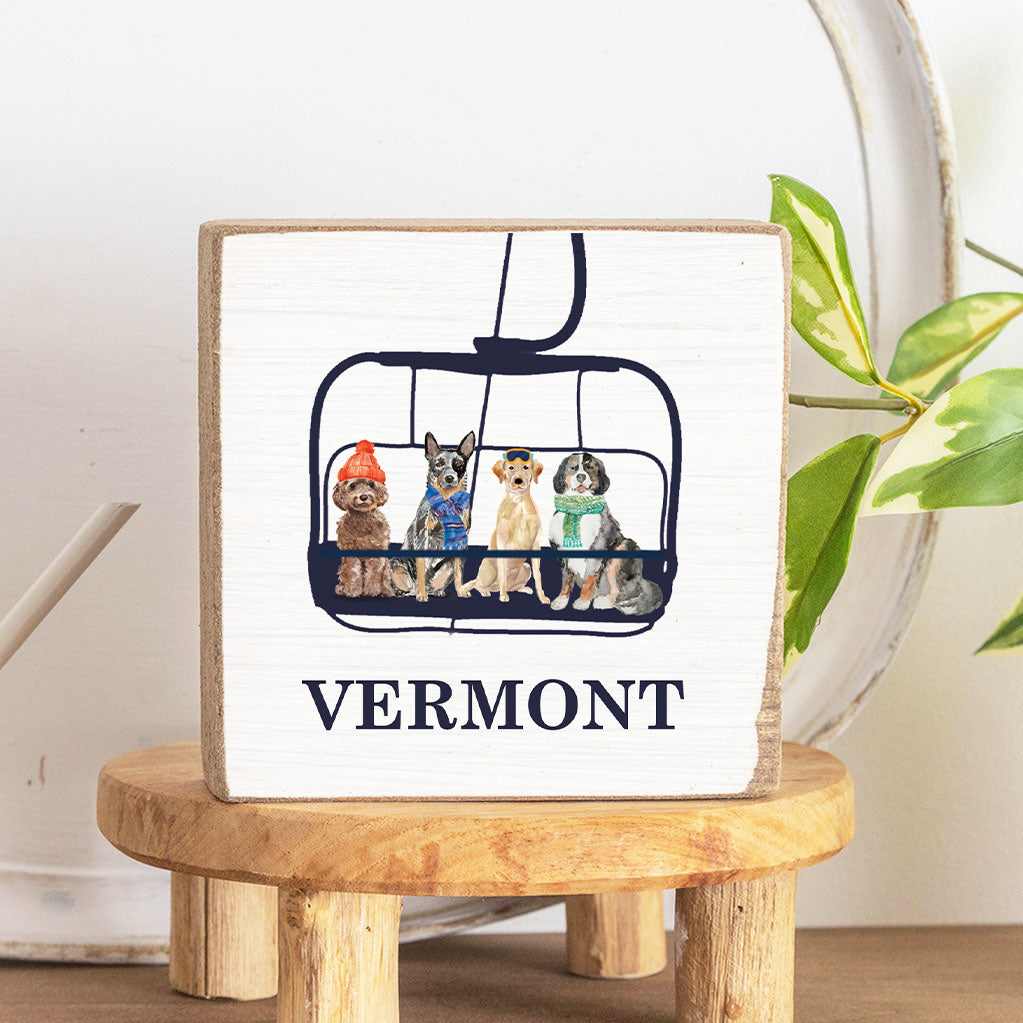 Personalized Dogs Ski Lift Decorative Wooden Block