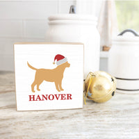 Golden Santa Dog Personalized Wood Block