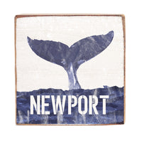 Indigo Whale Tail Personalized Wood Block