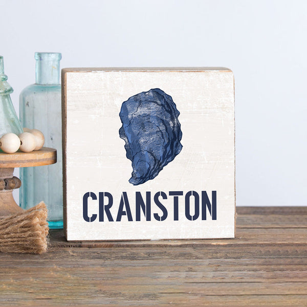 Indigo Oyster Personalized Wood Block
