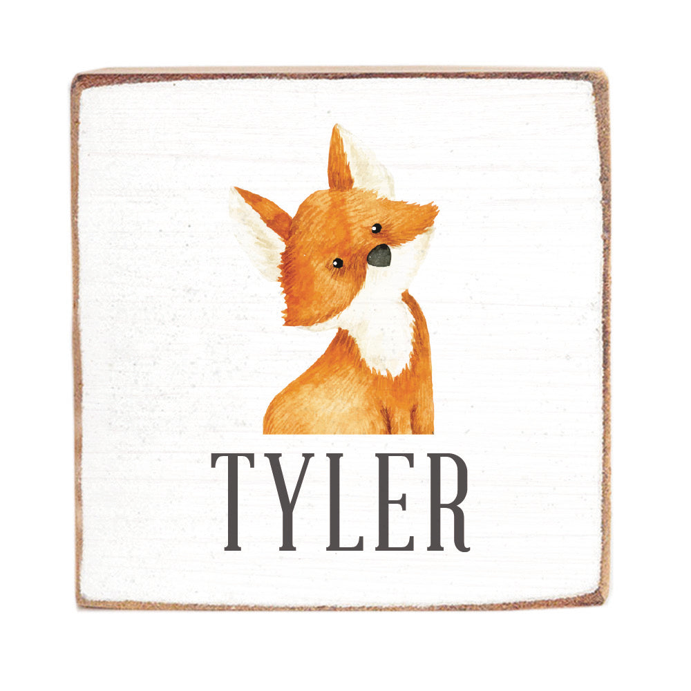 Fox Personalized Square Block Sign
