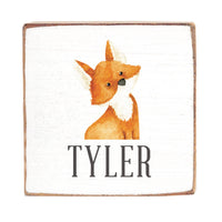 Fox Personalized Square Block Sign