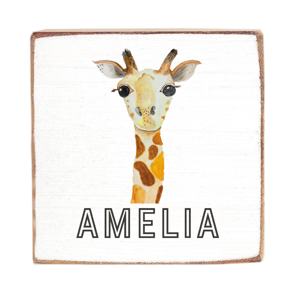 Giraffe Personalized Wood Block
