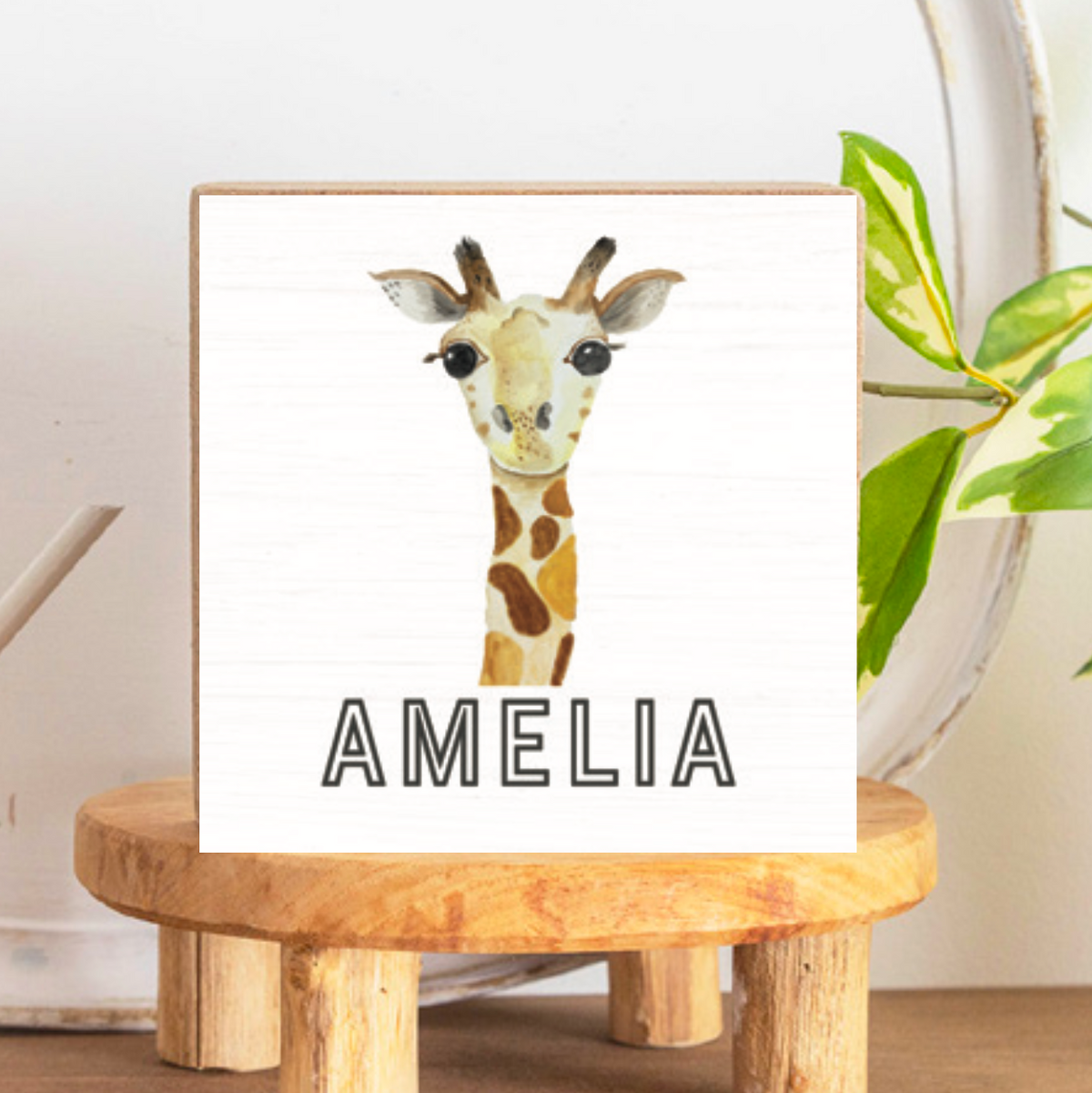 Giraffe Personalized Wood Block