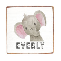 Elephant Personalized Square Block Sign