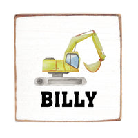 Digger Personalized Wood Block
