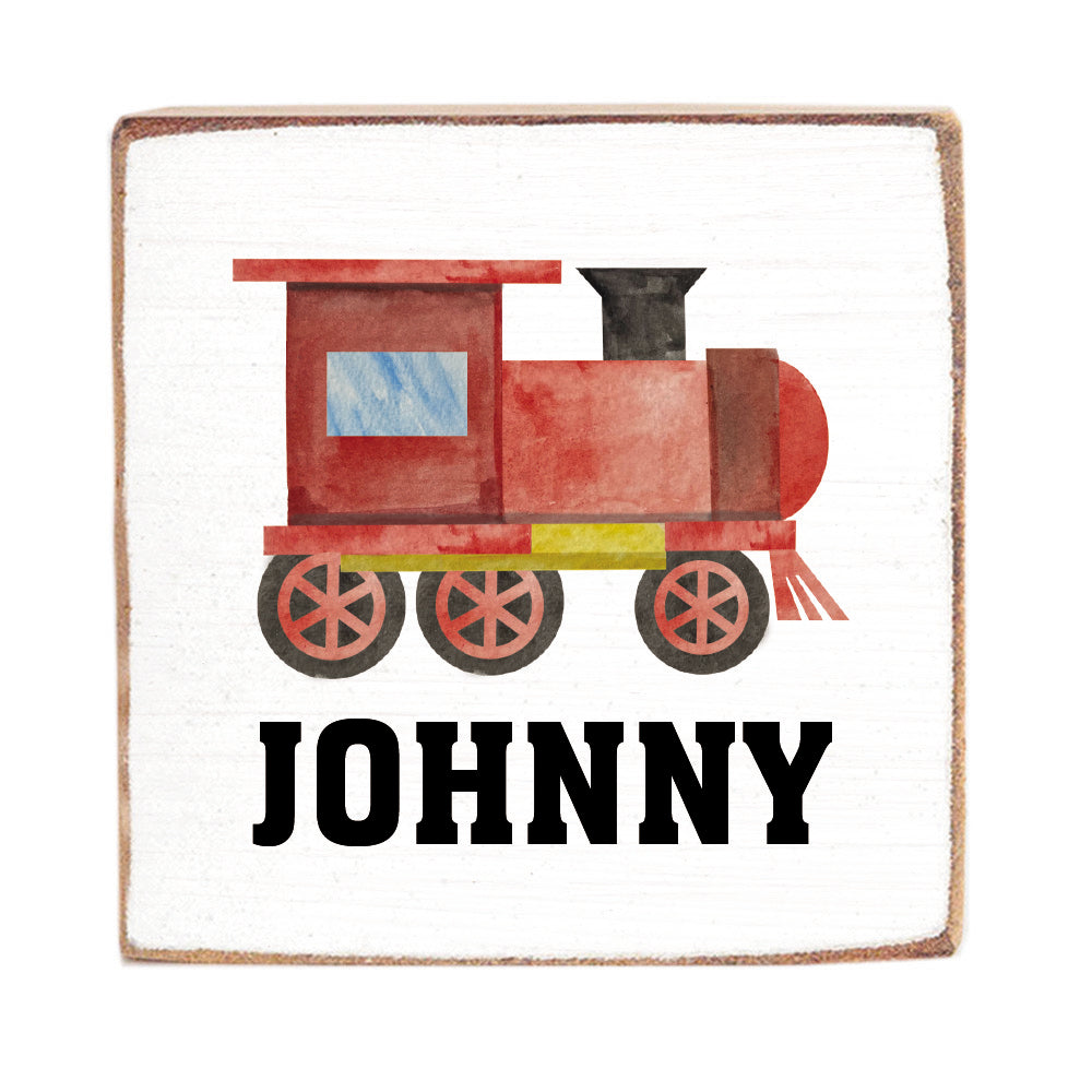 Train Personalized Wood Block