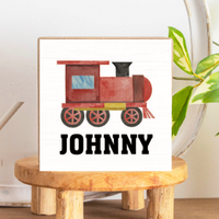 Train Personalized Wood Block