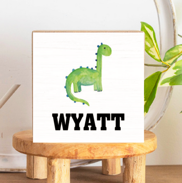 Dino Personalized Block Sign