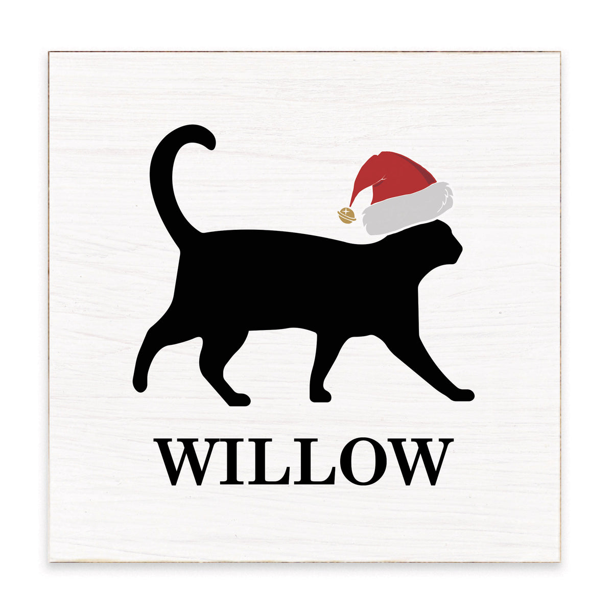 Santa Cat Personalized Block Sign