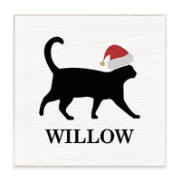 Santa Cat Personalized Block Sign