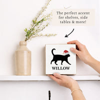 Santa Cat Personalized Block Sign