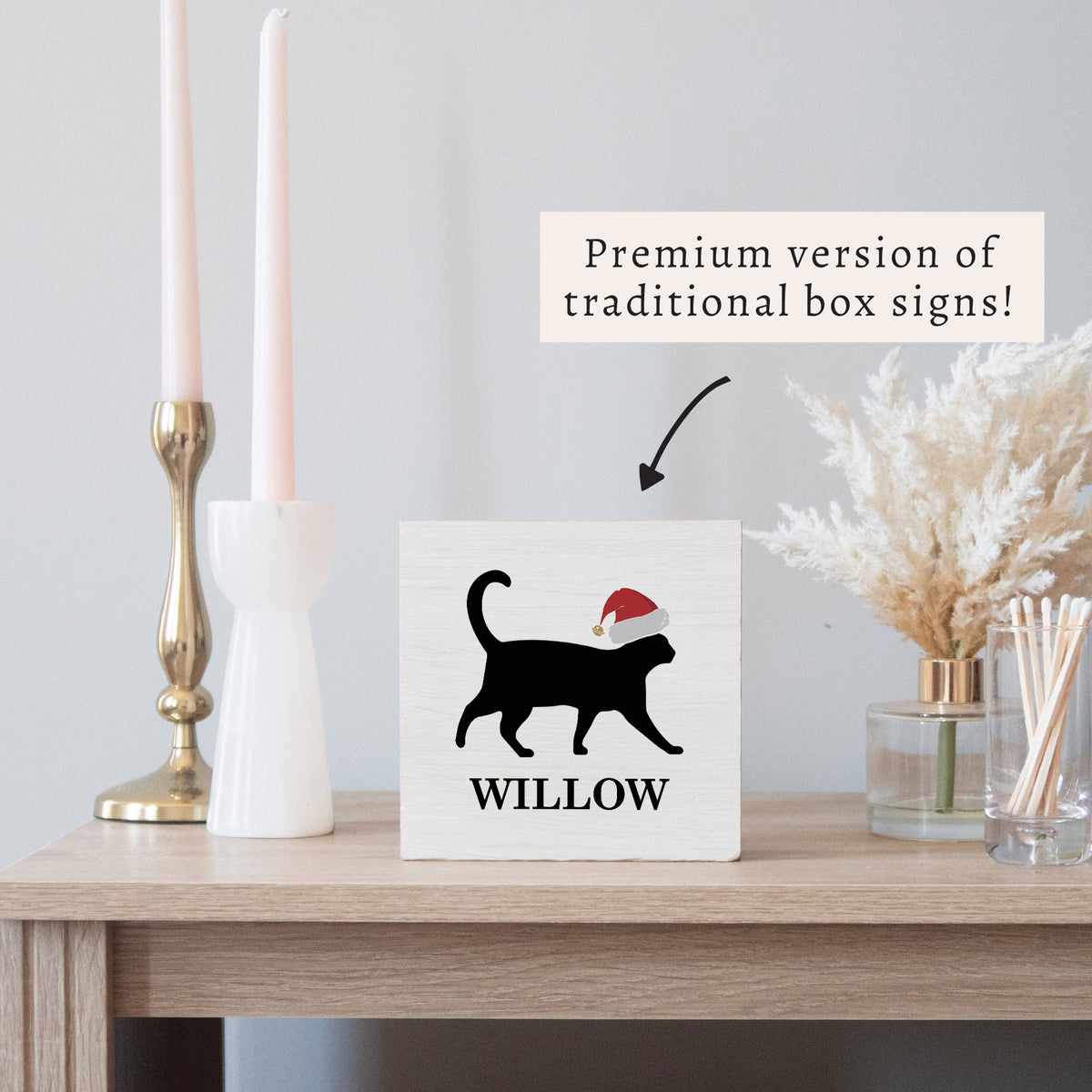 Santa Cat Personalized Block Sign