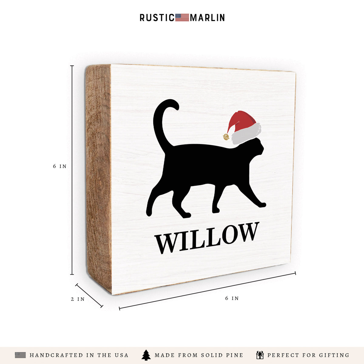 Santa Cat Personalized Block Sign