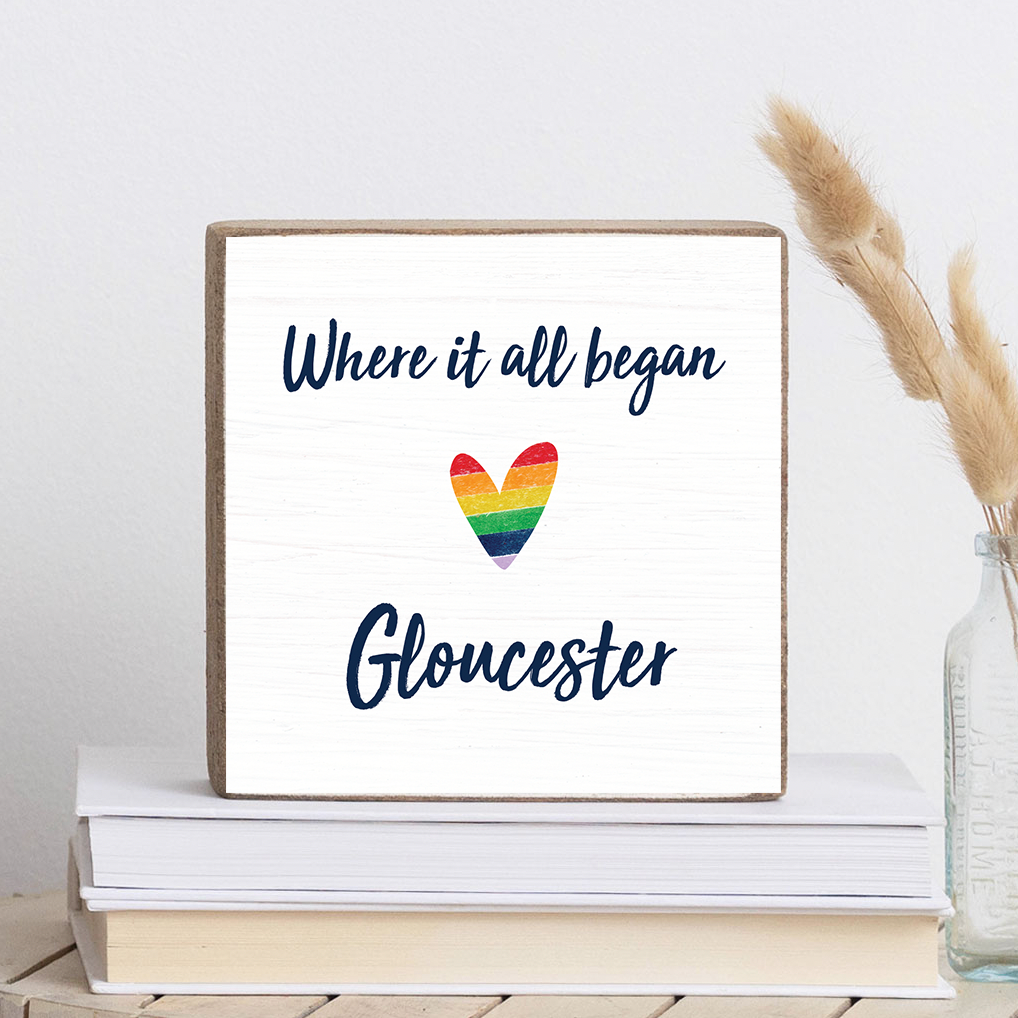 Personalized Where it all Began Rainbow Heart Decorative Wooden Block