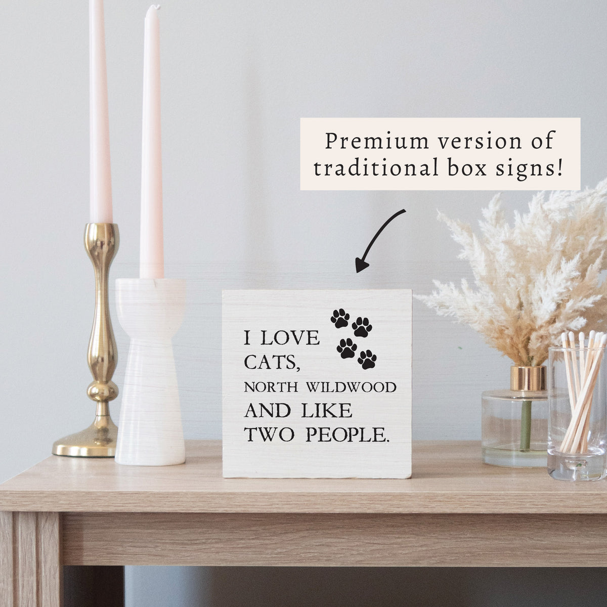 I Love Cats Personalized Block Sign