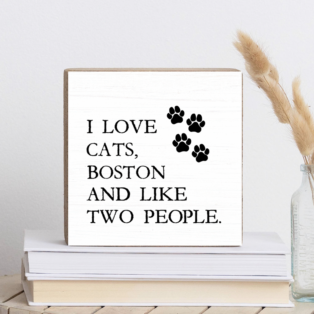 Personalized I Love Cats Decorative Wooden Block
