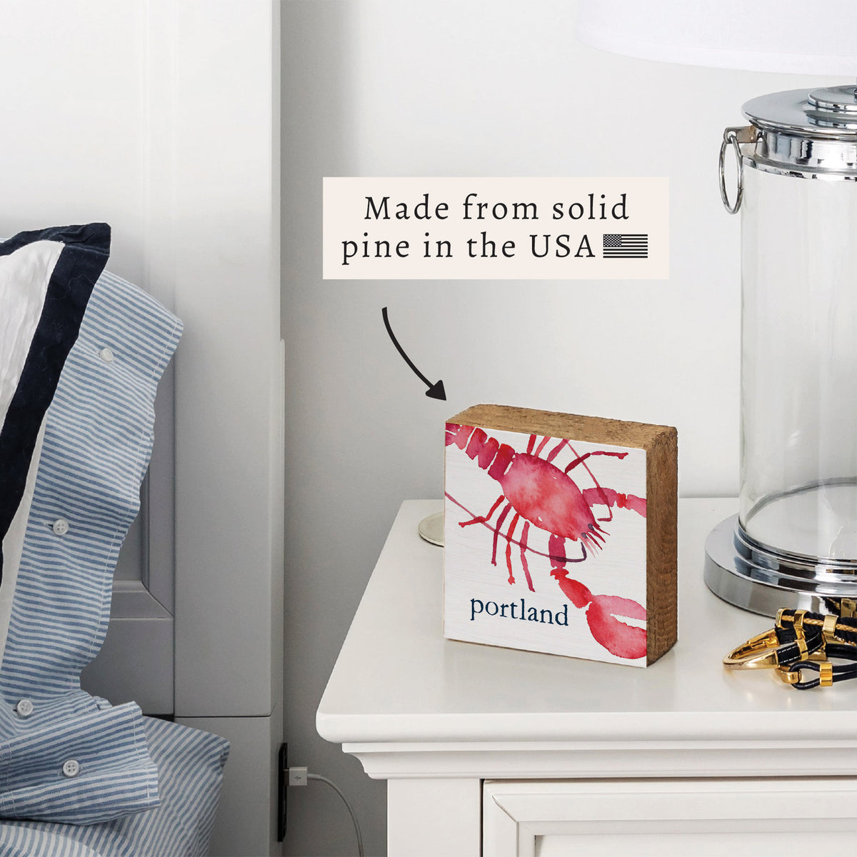 Watercolor Lobster Personalized Block Sign