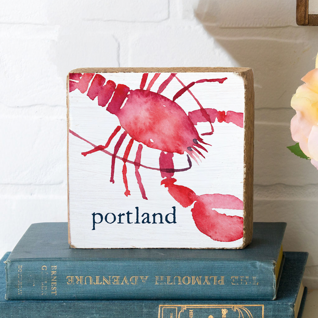 Personalized Watercolor Lobster Decorative Wooden Block