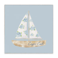 Hydrangea Sailboat Personalized Block Sign