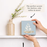 Hydrangea Sailboat Personalized Block Sign