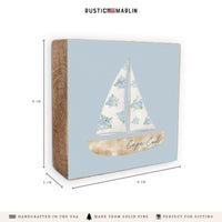 Hydrangea Sailboat Personalized Block Sign