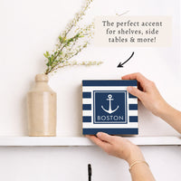 Anchor Stripes Personalized Block Sign