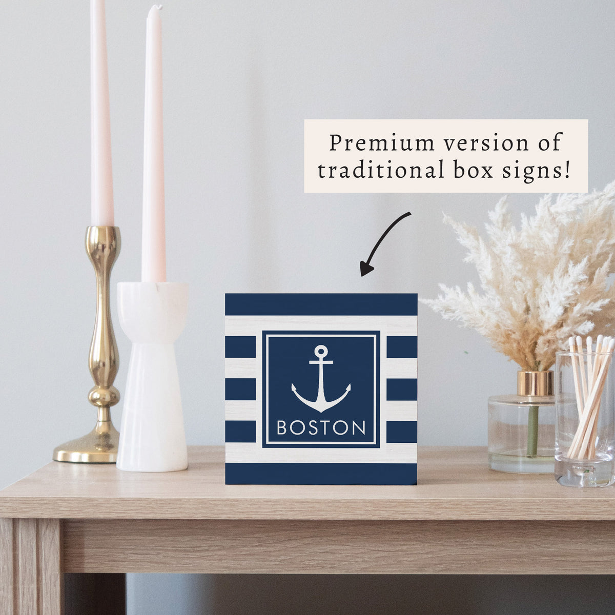 Anchor Stripes Personalized Block Sign