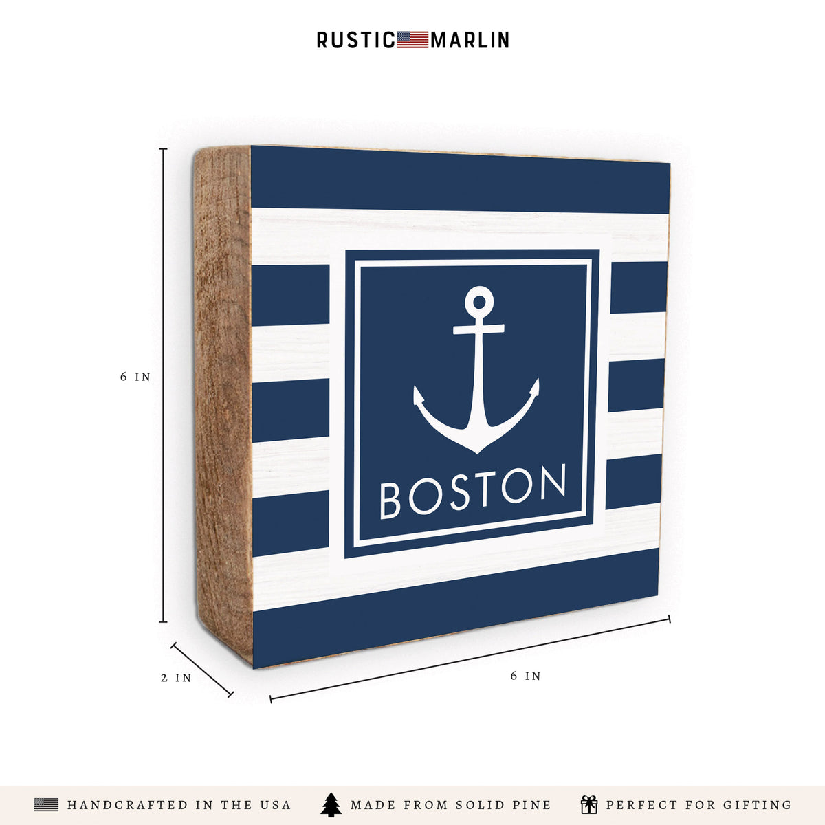 Anchor Stripes Personalized Block Sign