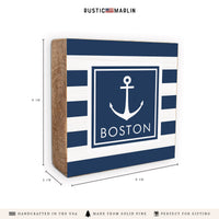 Anchor Stripes Personalized Block Sign