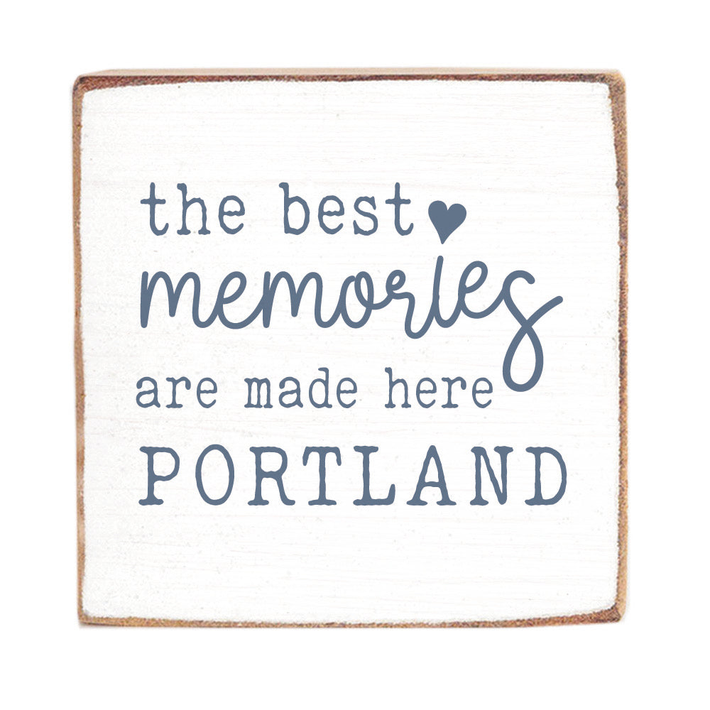 The Best Memories White and Blue Personalized Wood Block