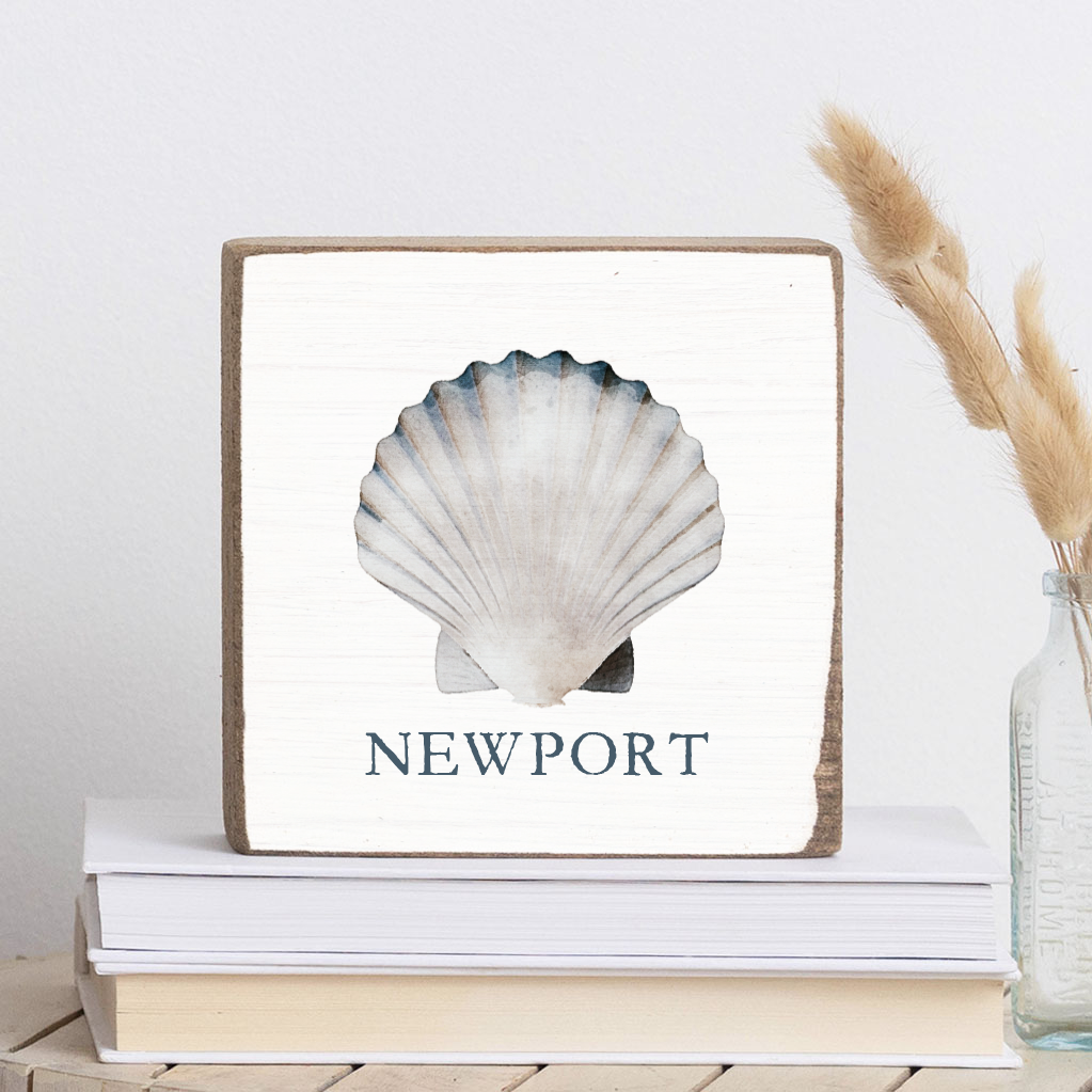 Personalized Watercolor Shell Decorative Wooden Block