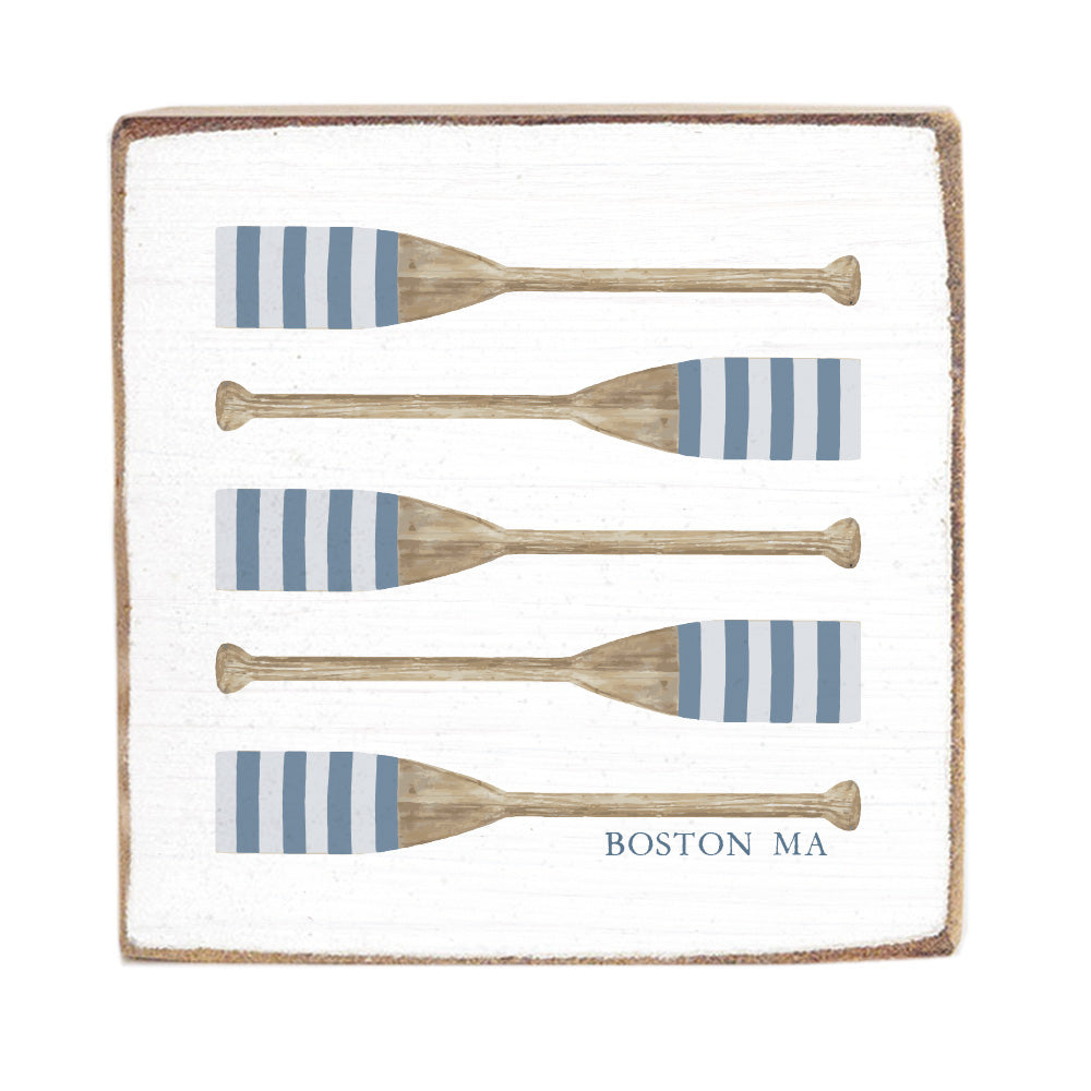 Striped Oars Personalized Block Sign