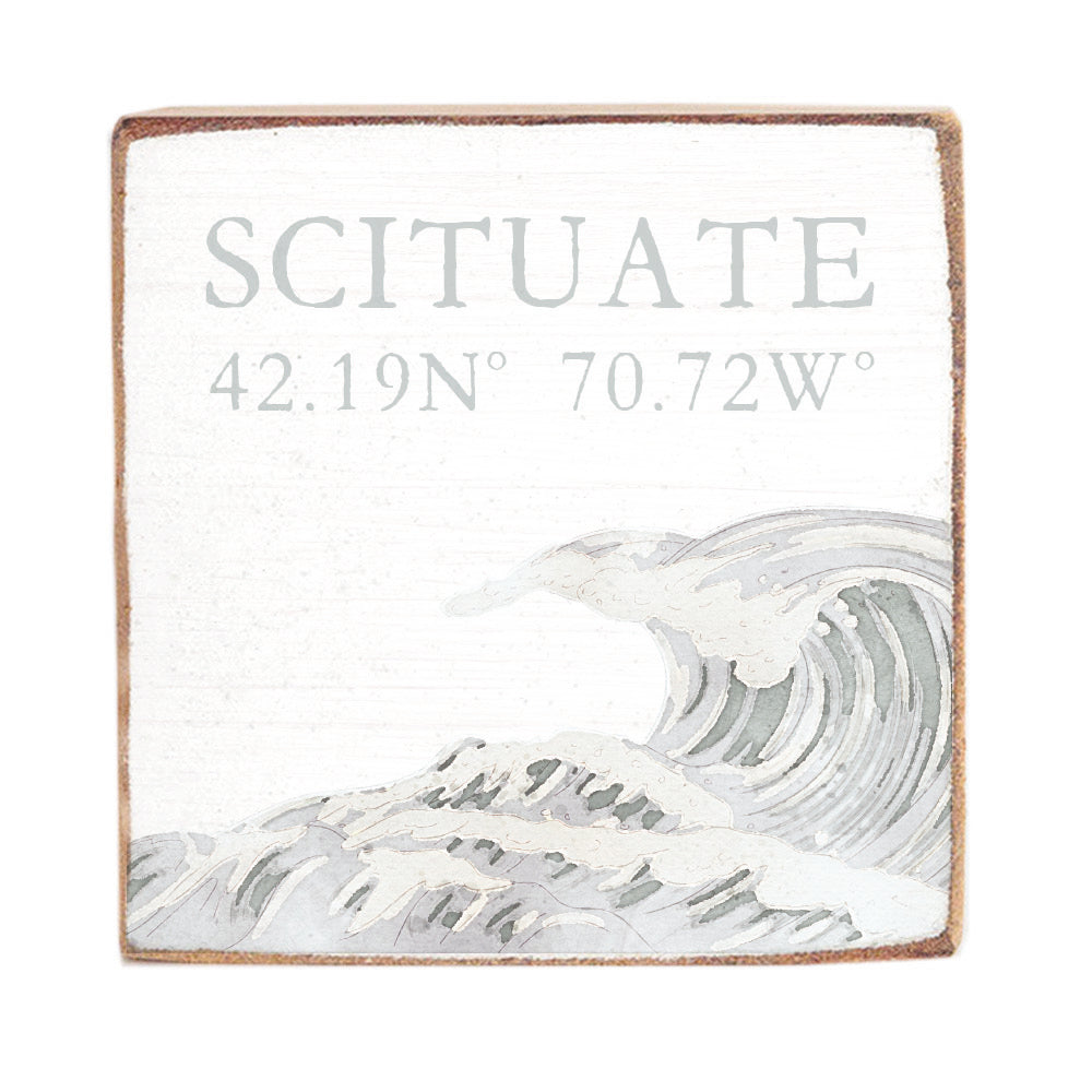 Two Line Wave Personalized Square Block Sign